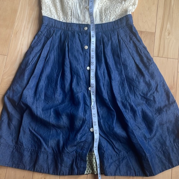 🍀Sale 4/$20 ANTHROPOLOGIE HD in Paris Lace & Chambray Dress - Picture 11 of 11